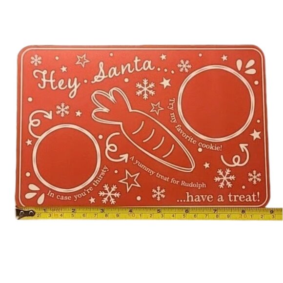 Hey Santa Christmas Tray 13x9 Red Holiday Cookie Charcuterie Board Reindeer Deco - Picture 3 of 6